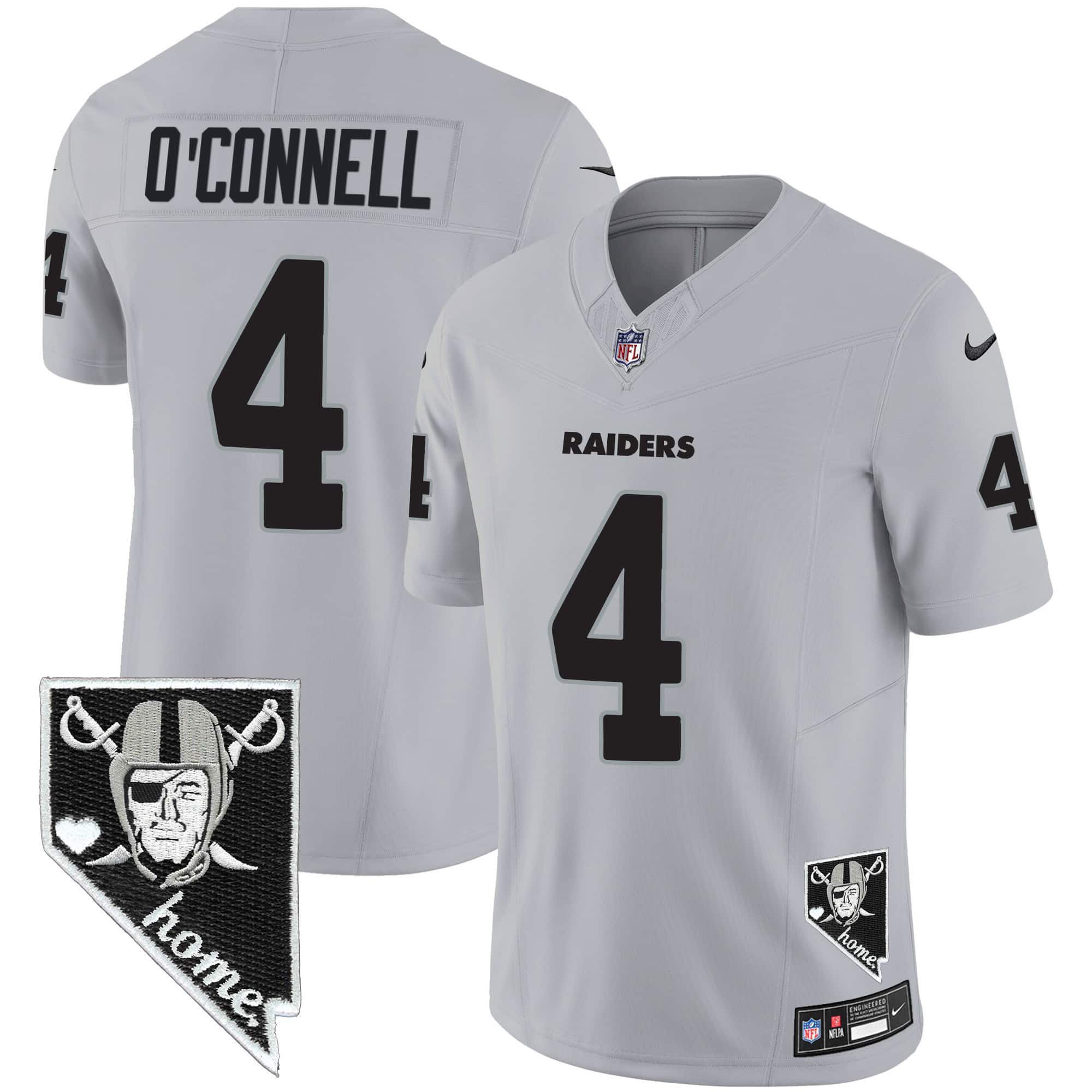 Men Oakland Raiders #4 OConnell Grey 2024 Nike Nevada Home Patch Vapor NFL Jersey->indianapolis colts->NFL Jersey
